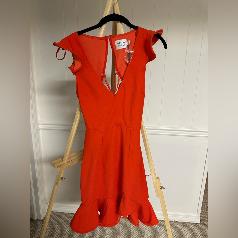 Hello Molly Red Mini Dress with Ruffle Hem